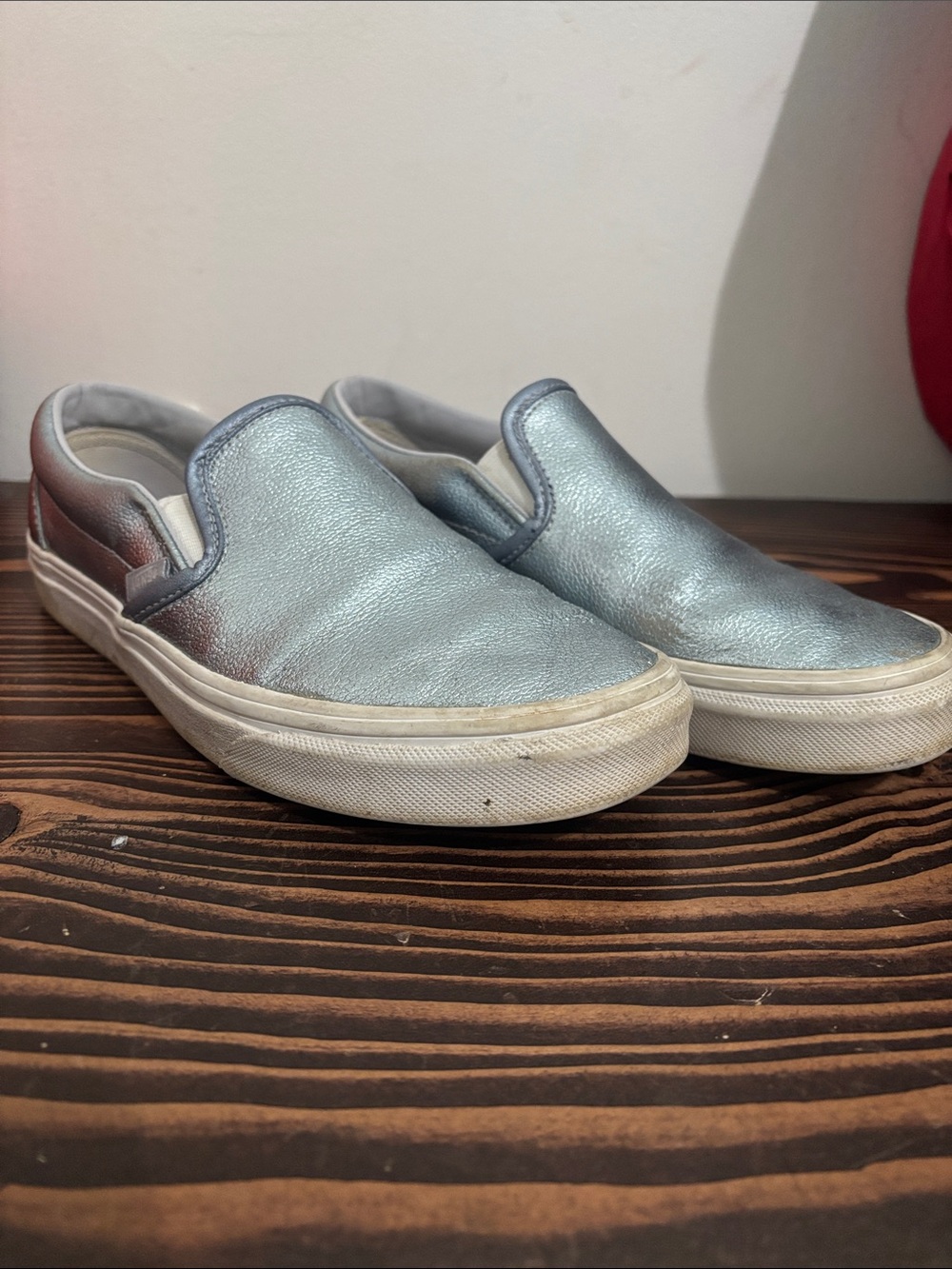 Vans Slip-On Metallic Light Blue Sneakers